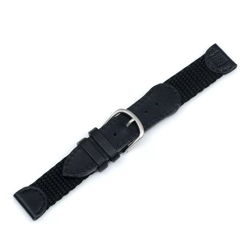 Original Small - Black Nylon & Leather Strap with buckle - 17 mm-20194