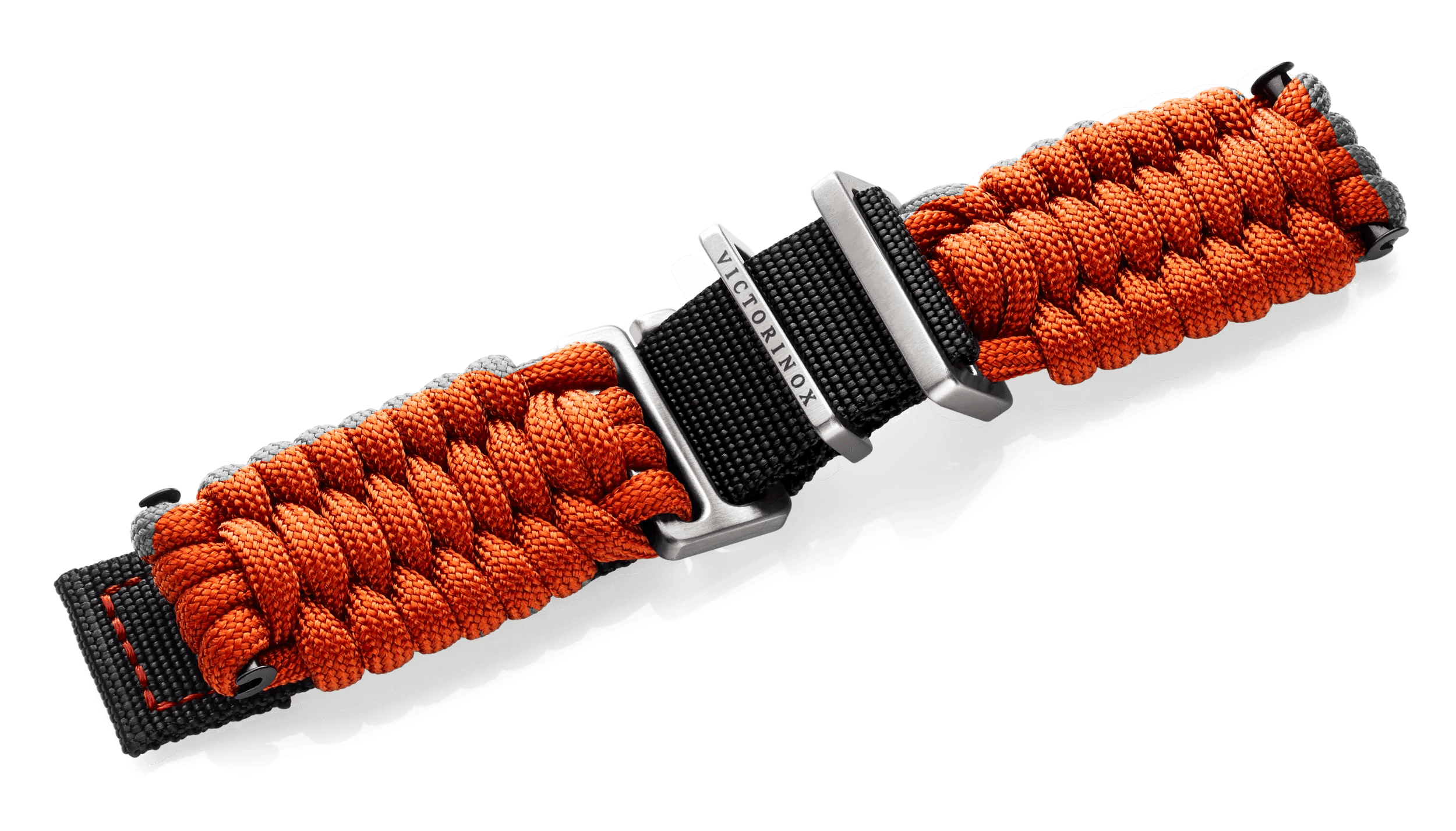 Black Orange Paracord Watch Band With Buckle Lug Size 20mm, 22mm, 24mm, 26m