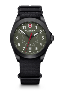 Victorinox garrison black dial leather outlet strap men's watch 26034cb