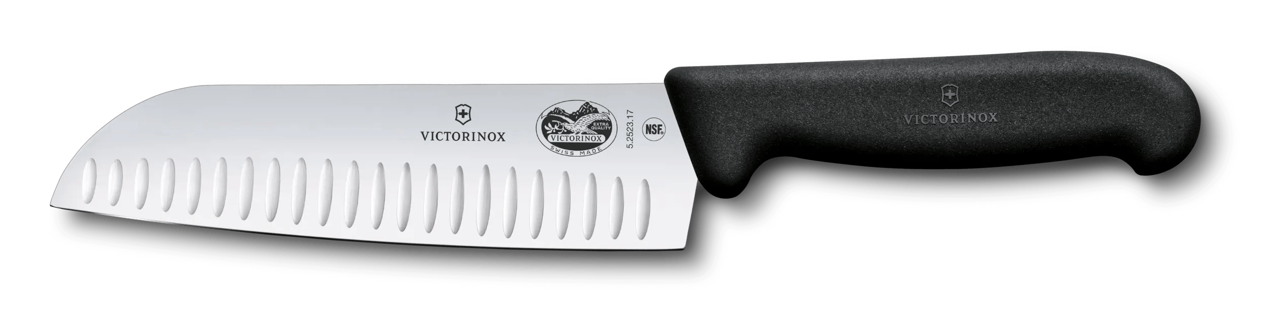 Fibrox® 7" Santoku Knife Granton Blade Victorinox (USA) (Black)