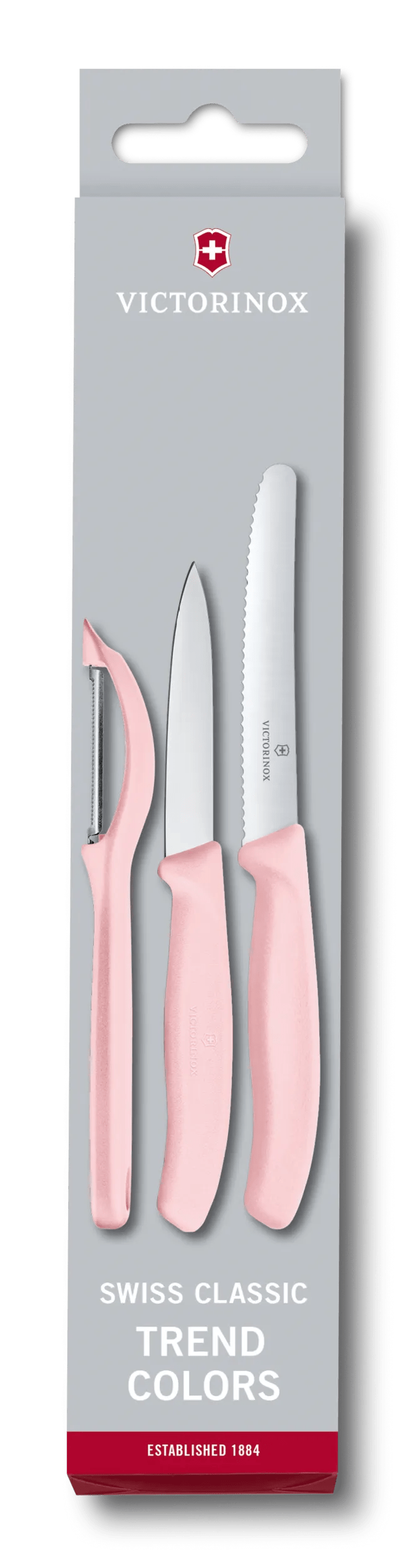 Victorinox Swiss Classic Trend Colors Paring Knife Set With Universal Peeler 3 Pieces In Rose 4545