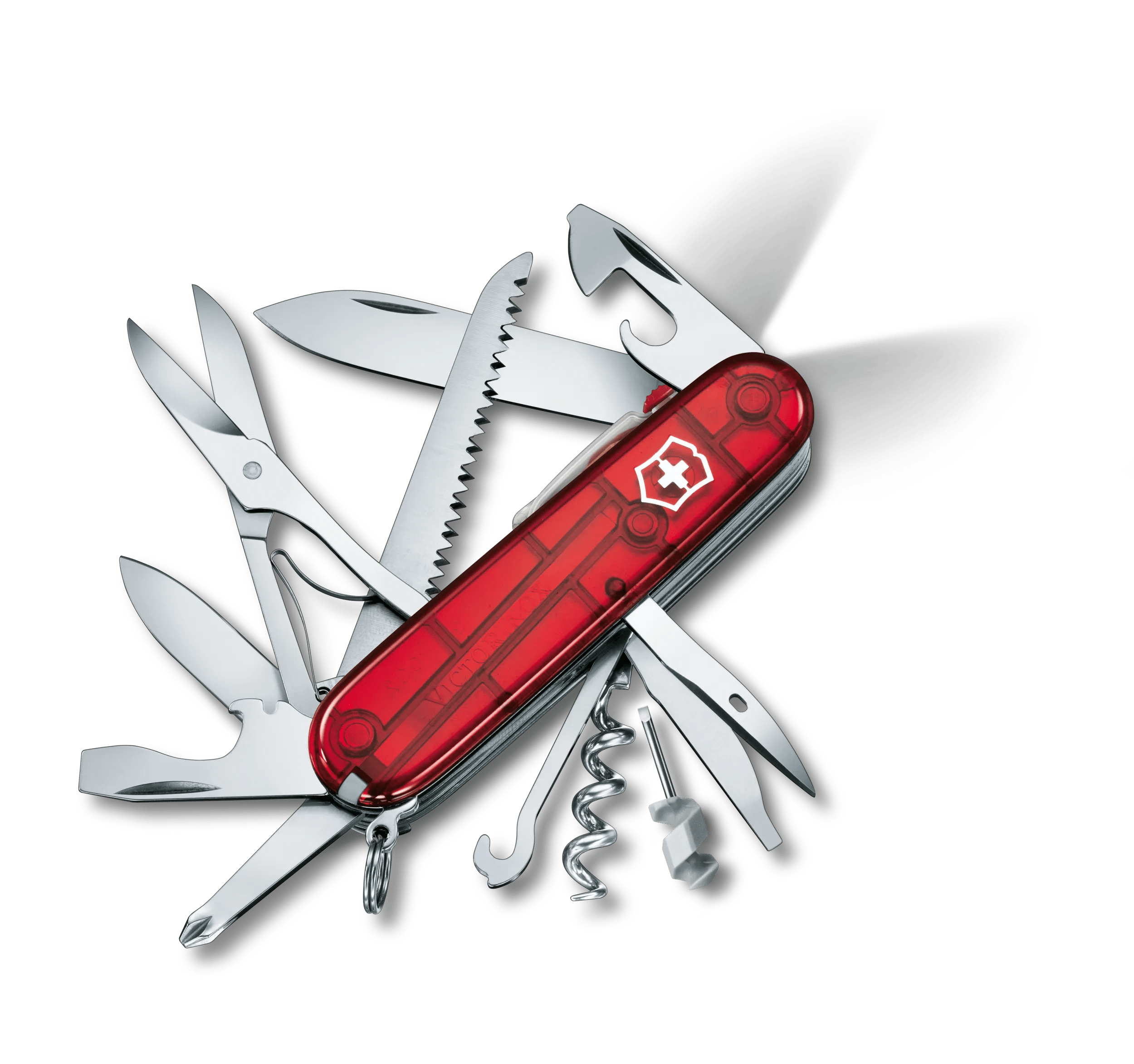 Victorinox Huntsman Lite, Swiss pocket knife, transparant red