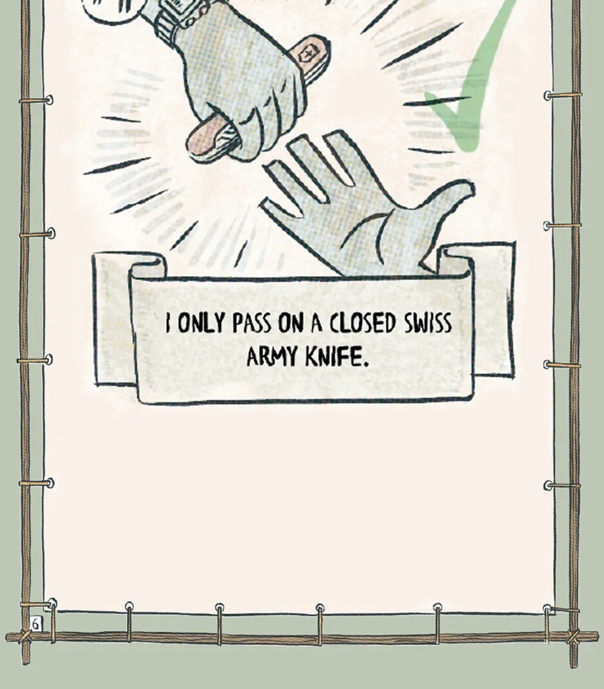 Pass on a closed pocket knife only