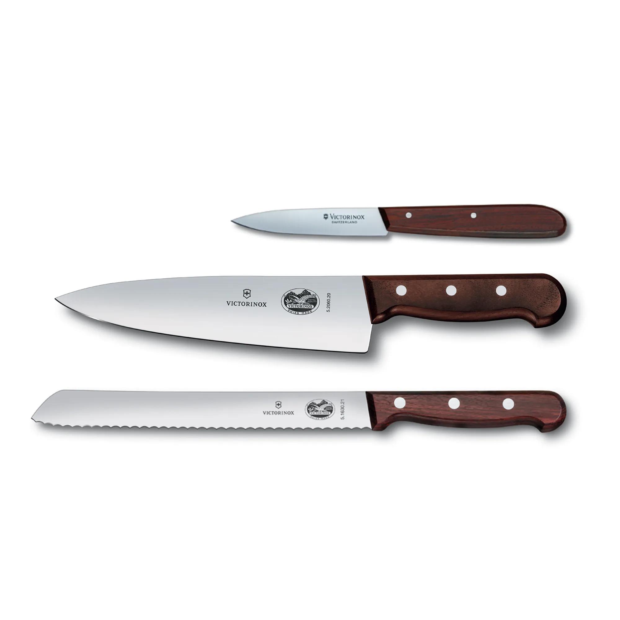 3-Piece Wood Flat Knife Set