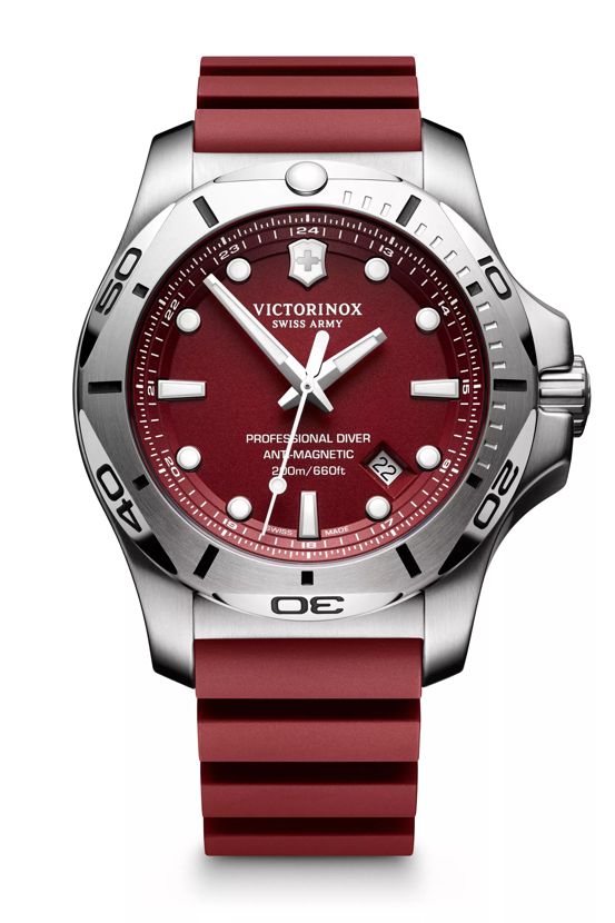 ケース素材ステンレス鋼Victorinox 腕時計 241736 赤ダイアル プロダイバー ウォッチ