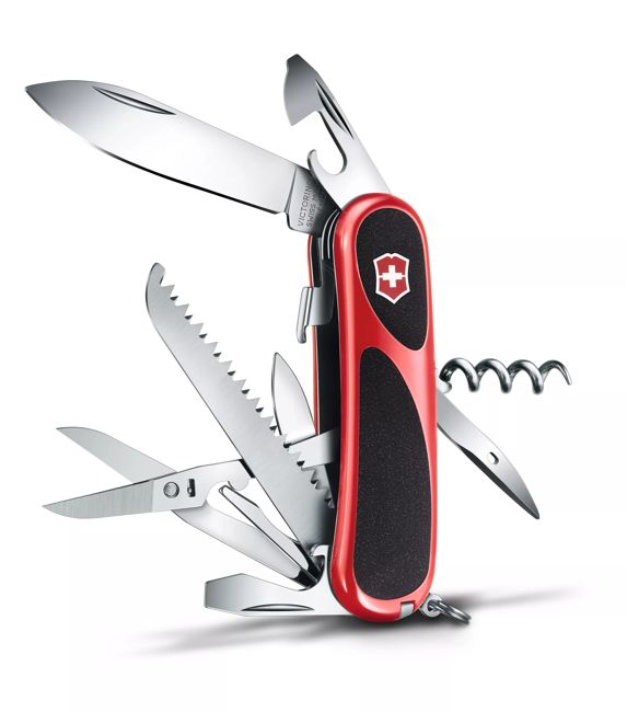  Victorinox Evolution 10 Grip Swiss Army Knife, 13 Function  Swiss Made Pocket Knife with Large Blade, Screwdriver and Corkscrew -  Evolution 10 Grip Red/Black : Everything Else