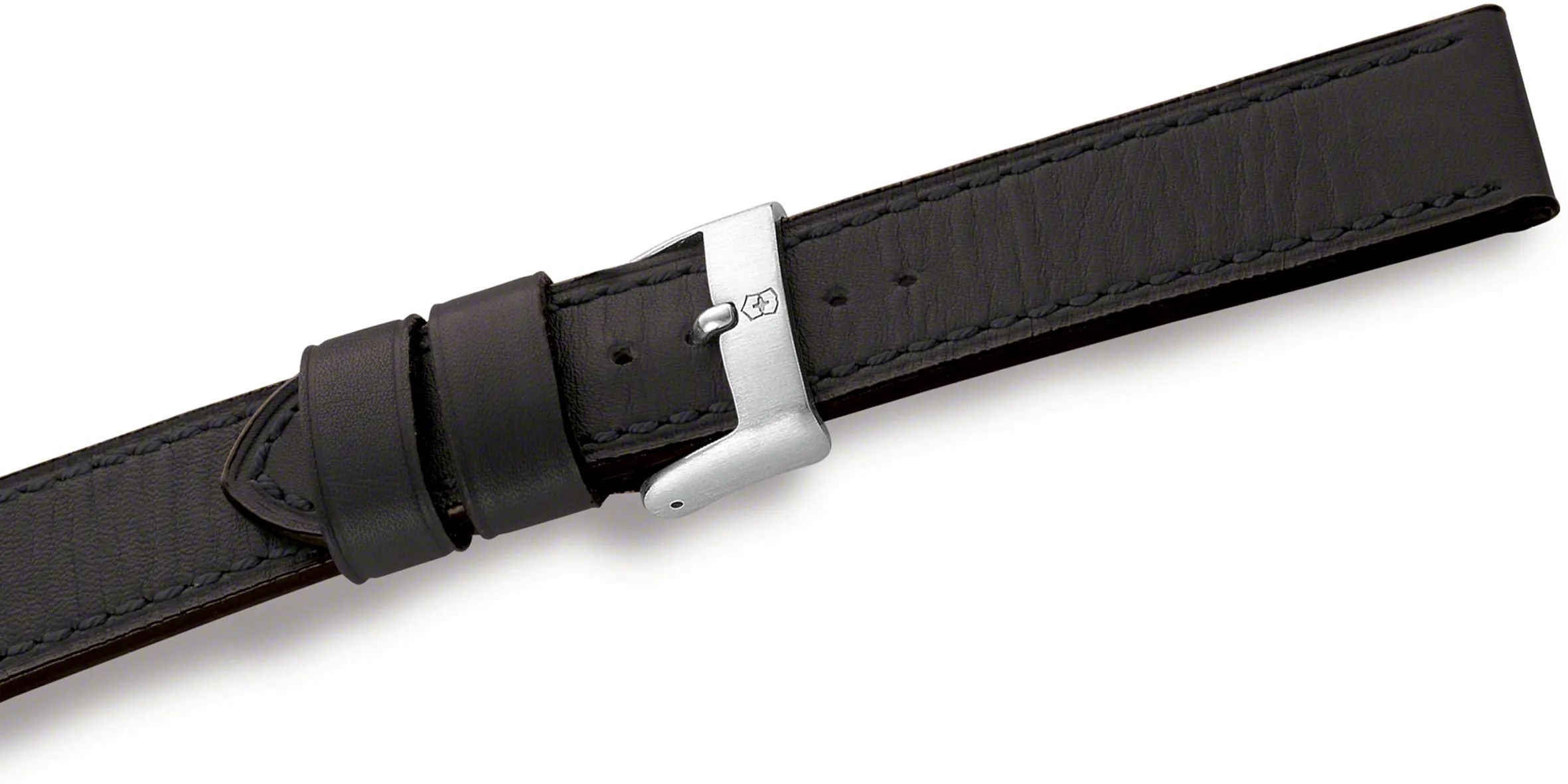 Chrono Classic Black Leather Strap with Black Stitch with buckle 21 mm