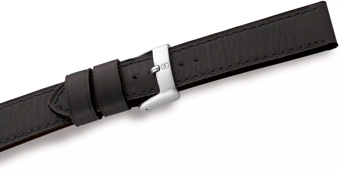 Chrono Classic - Black Leather Strap with Black Stitch with buckle - 21 mm-004388