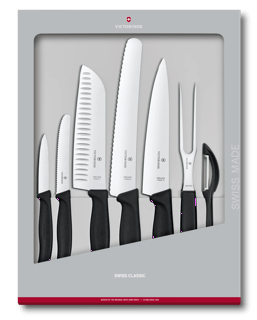 Victorinox 6.7833.6US1 sadf Swiss Classic - Juego de cuchillos para carne  de 6 piezas, cuchillas dentadas de 4-1/2 pulgadas con punta redonda, 4