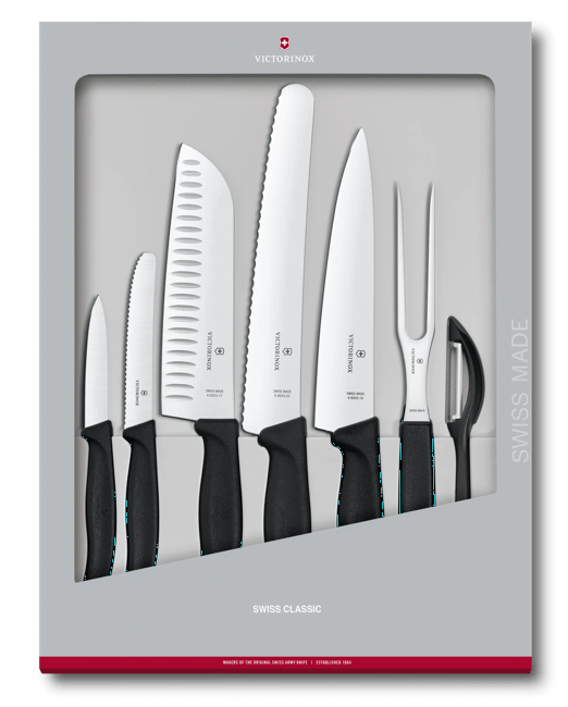 Juego de cuchillos Victorinox de 7 piezas con cuchillo y estuche de chef de  25,5