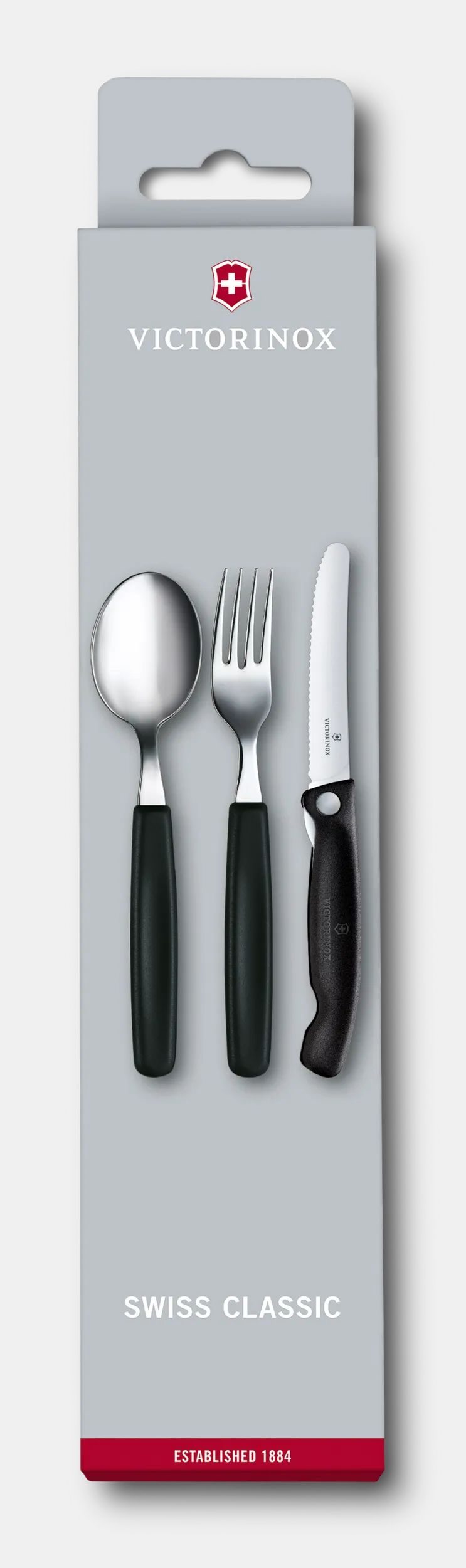 Victorinox Swiss Classic Paring Knife Fork and Spoon Set in black 6.7192.F3