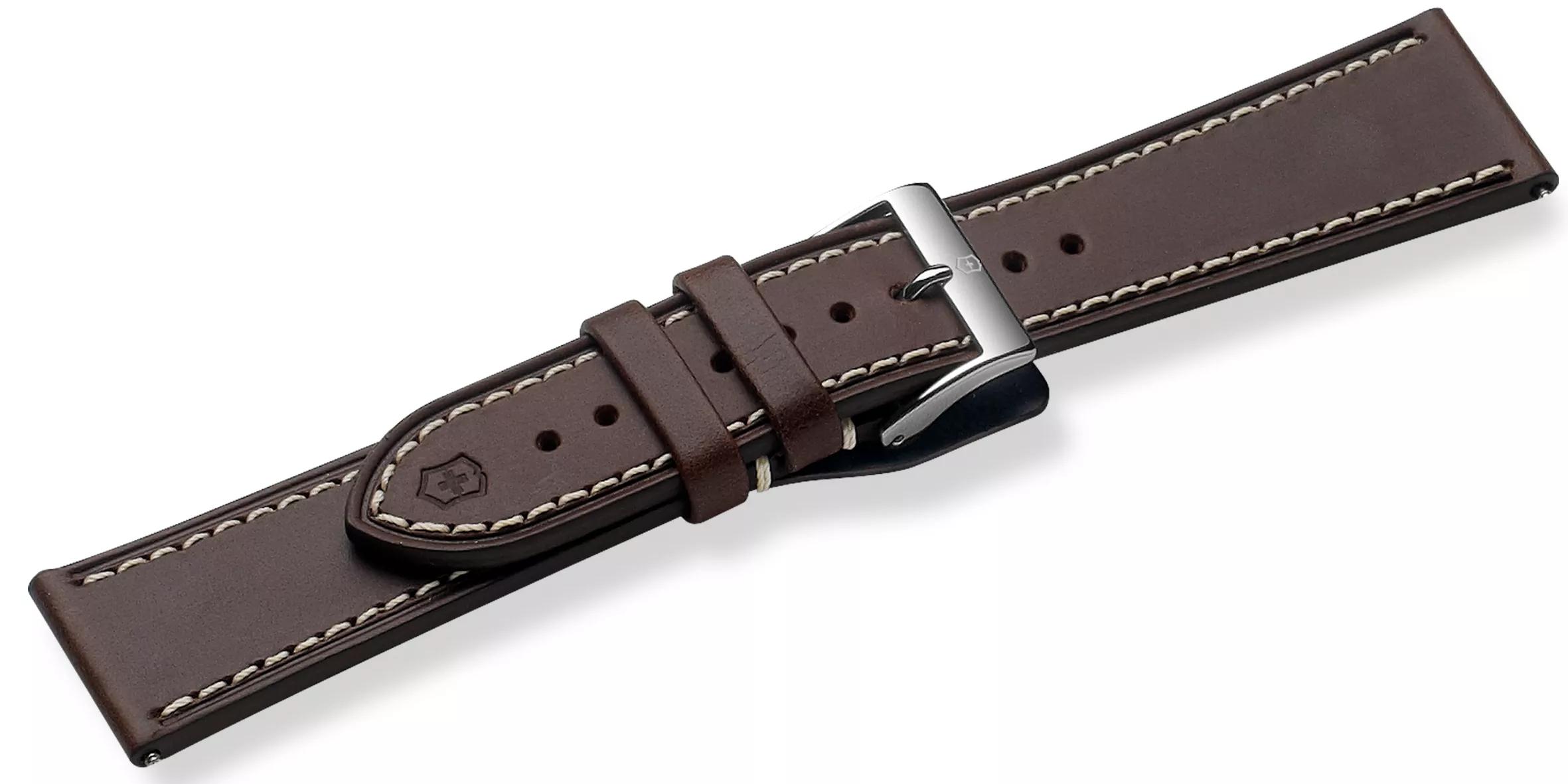 Victorinox Brown leather strap with buckle in Brown leather strap with ...