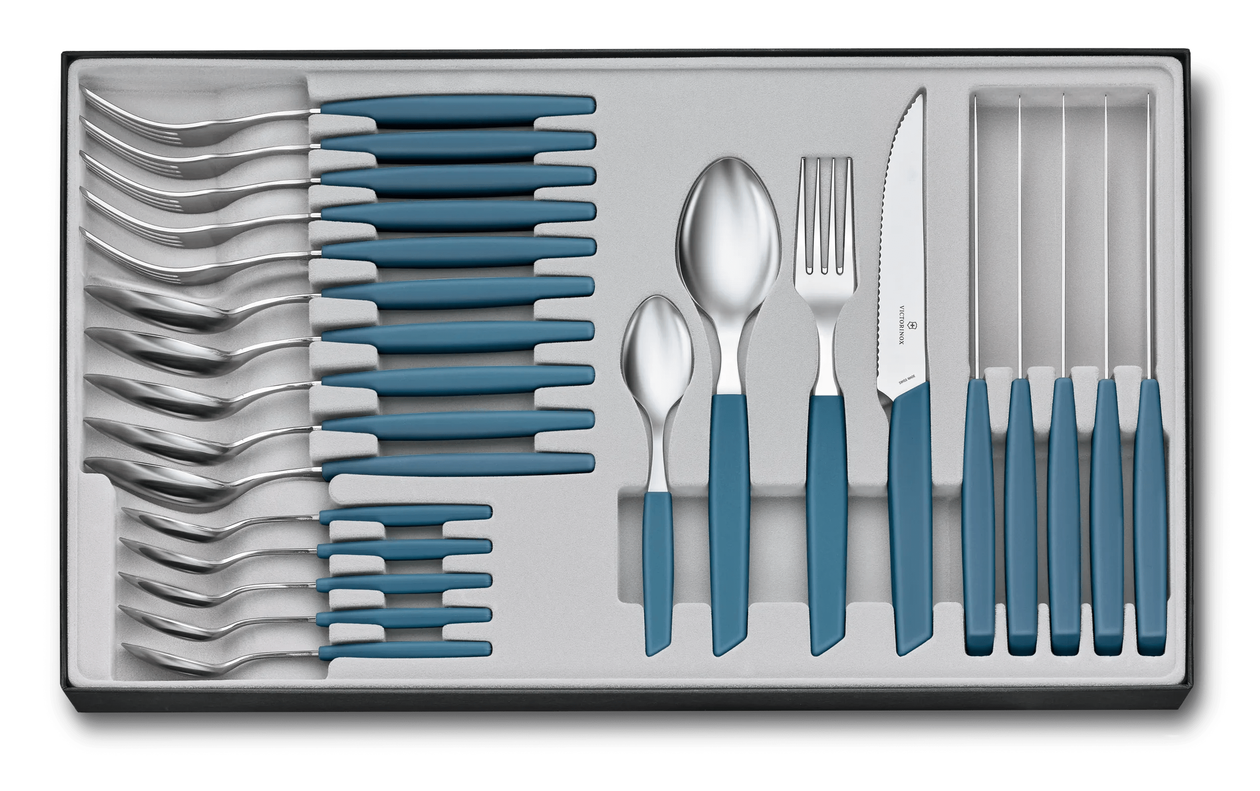 Victorinox Swiss Modern Table Set, 24 pieces in cornflower-blue 