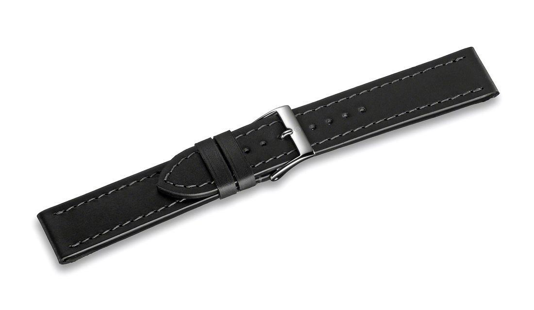 Alliance Large - Black Leather Strap with buckle - 20 mm-004362